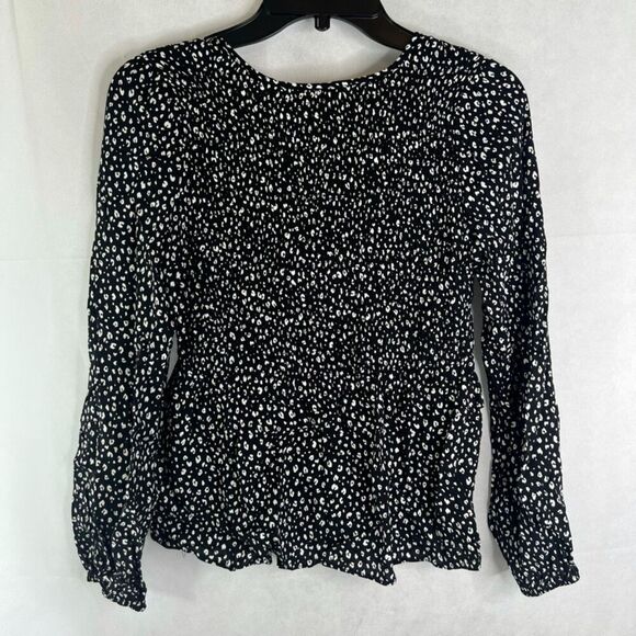 Urban Romantics Long Sleeve Smocked Peplum Patterned Blouse Size XS - Picture 2 of 9